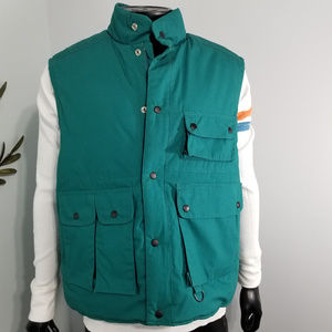 Green Safari Photographer Vest Puffer Sz Medium